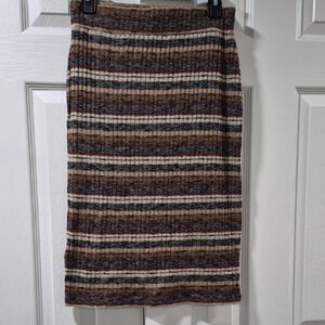 BCBGeneration Earthy Toned Striped Pencil Skirt